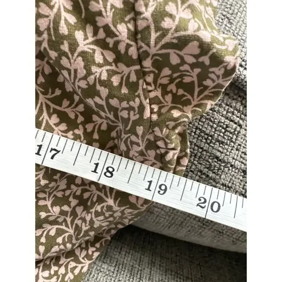 Boden Jersey Knit Flutter Sleeve Ditzy Floral Smocked Green Dress Pockets US 10 - Picture 7 of 8